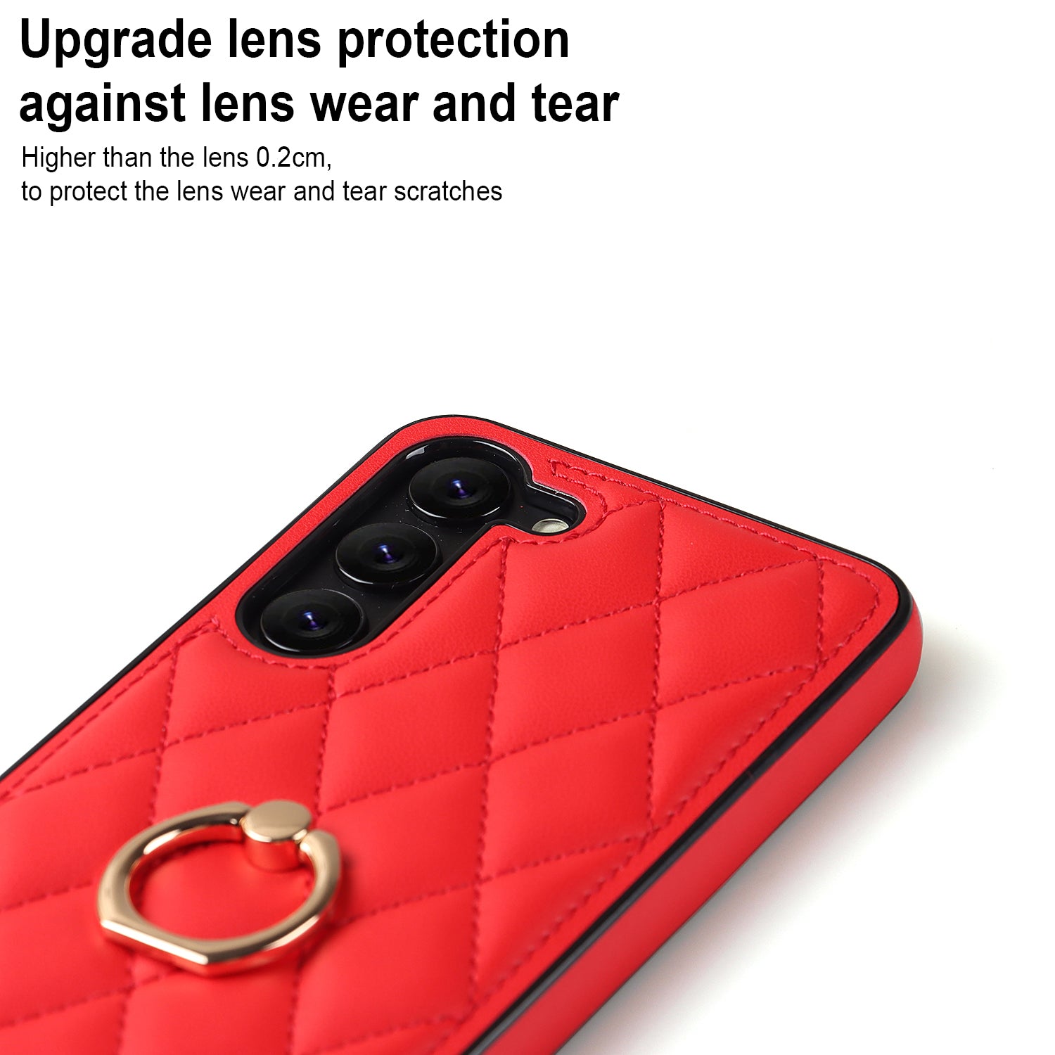 For Samsung Galaxy S23 Phone Case PU Leather TPU Imprinted Rhombus Grid Pattern Back Cover with Ring Kickstand For Samsung Galaxy S23 Phone Case PU Leather TPU Imprinted Rhombus Grid Pattern Back Cover with Ring Kickstand